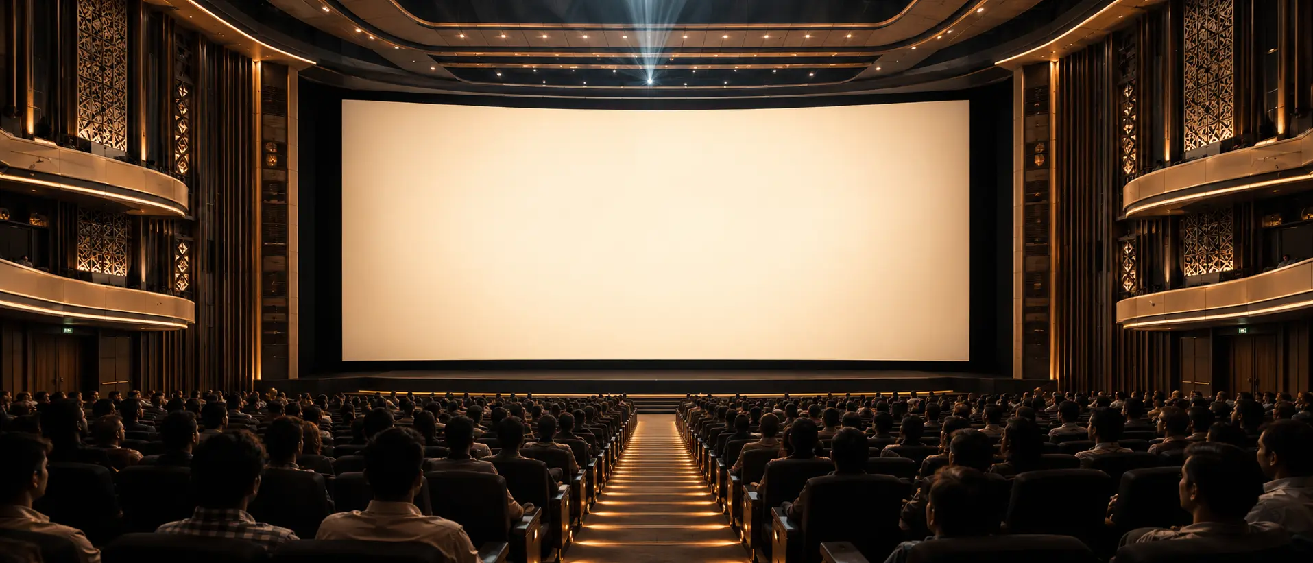 Packed premium auditorium facing a large cinema screen